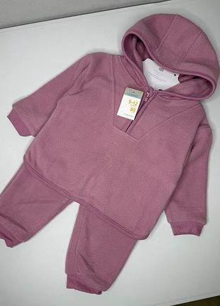 Рожевий (пильна роза) флісовий костюм для дівчинки, худі + штани | primark