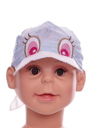 Кепка для дівчинки на зав'язках блакитна бавовняна murat baby