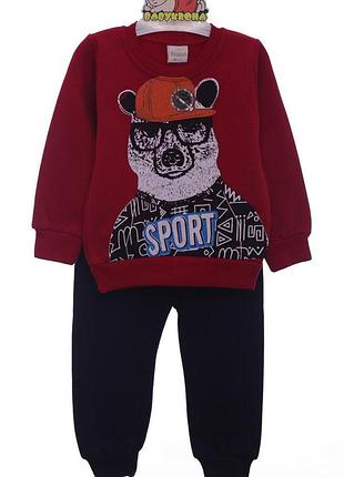 Костюм на флисе для мальчика трикотажный bear красный