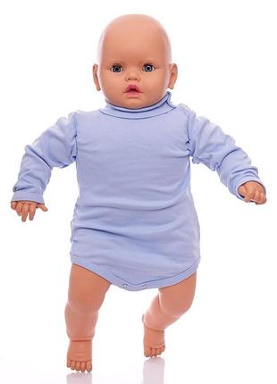 Боді з довгим рукавом з шийкою для хлопчика інтерлок babykroha блакитний