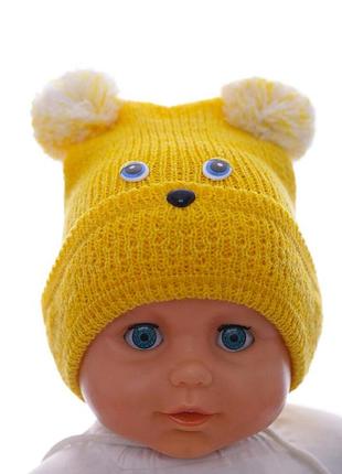 Шапка вязка для мальчика baby's желтая