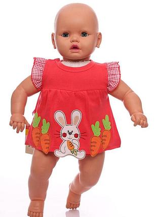 Боди платье с коротким рукавом для девочки зайка красное интерлок babykroha
