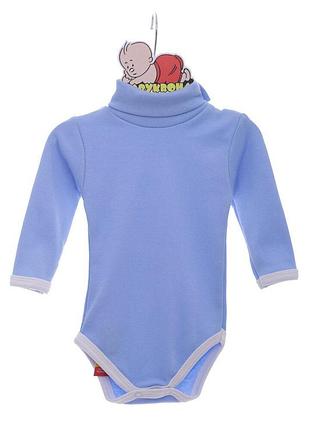 Боді з довгим рукавом з шийкою для хлопчика інтерлок babykroha блакитний