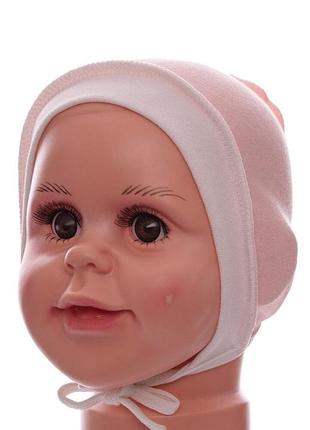 Чепчик на завязках для девочки интерлок babykroha персиковый