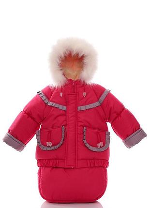 Комбинезон конверт для девочки на меху babykroha тройка коралловый