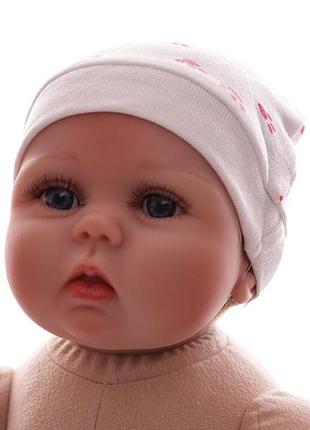 Шапка для дівчинки інтерлок babykroha класика лапки білий