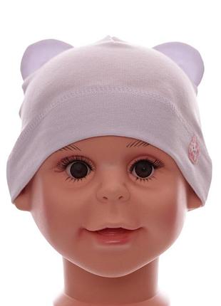 Шапка с ушками трикотажная для девочки girl белая