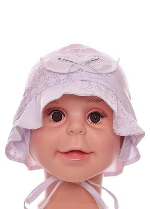 Панама для дівчинки на зав'язках біла бавовняна murat baby