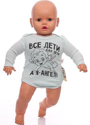 Боді з довгим рукавом інтерлок ангел зелений murat baby