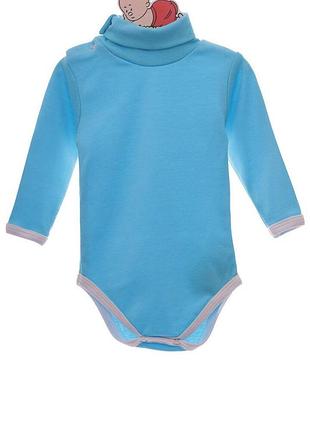 Боді з довгим рукавом і шийкою для хлопчика інтерлок babykroha блакитний