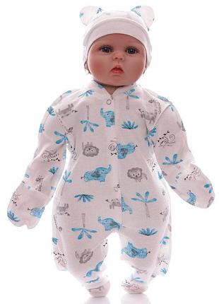 Человечек с шапкой интерлок babykroha ля-ля африка белый