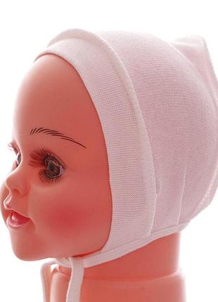 Чепчик на завязках футер babykroha молочный