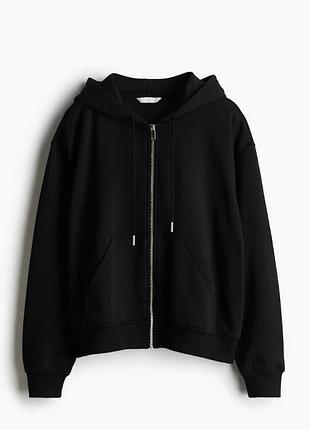 Чорне базове худі h&m на блискавці (зіпку) з капюшоном