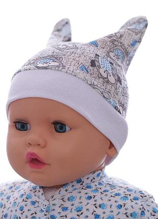 Шапка з вушками кулір babykroha сірий 6м+