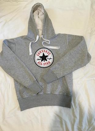 Худі converse all star в сірому кольорі оригінальна толстовка кофта з капюшоном