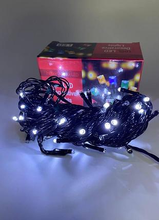 Гирлянда-led 9м 80 ламп белый черн провод 220v
