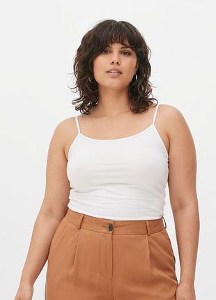Eur 46/48 ✨ базовая белая хлопковая эластичная майка топ primark cares на регулируемых бретелях ✨