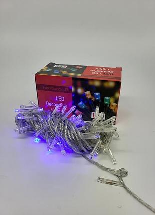 Гирлянда-led 9м 80 ламп синяя проволока 220v