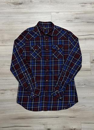 Премиальная классическая рубашка дизель diesel plaid flannel western shirt, m, оригинал