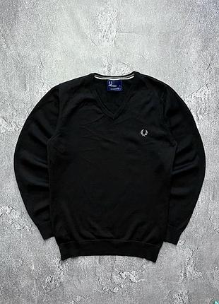 Vintage винтажный шерстяной свитер fred perry фред перри big logo size s размер с