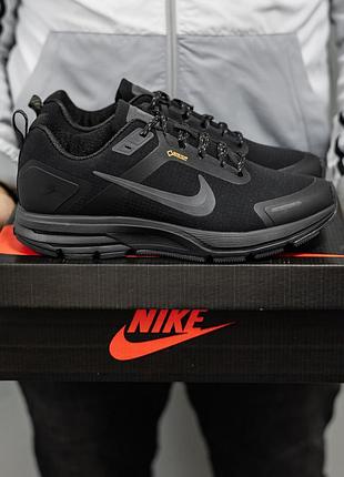 Утеплені зимові чоловічі кросівки nike zoom structure shild 17 gore-tex winter termo black найк чорного кольору термо