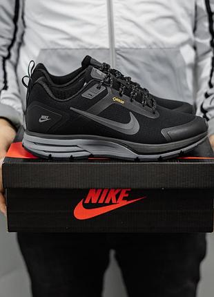 Утеплені зимові чоловічі кросівки nike zoom structure shild 17 gore-tex winter termo black grey найк чорного з сірим кольорів термо