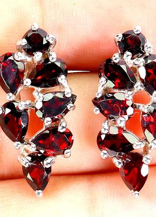 Серьги серебро 925 натуральный гранат