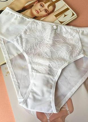 M–3xl трусики lanny mode 51012 женские белые слипы из кружева и сетки