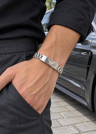 Чоловічий браслет armani, браслет армані на подарунок хлопцю, чоловічий брендовий браслет на руку