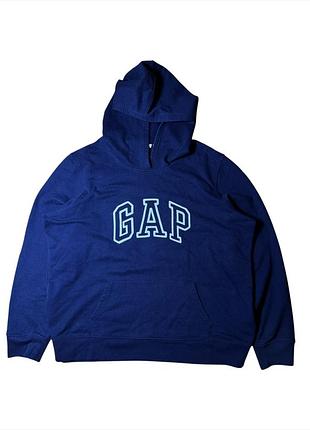 Синее худи gap с вышитым логотипом / толстовка гап с капюшоном л-хл