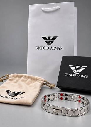 Чоловічий браслет armani, браслет армані на подарунок хлопцю, чоловічий брендовий браслет на руку