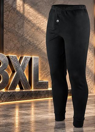 Мужские кальсоны черные 3xl из 100% хлопка - зимние подштанники, турция