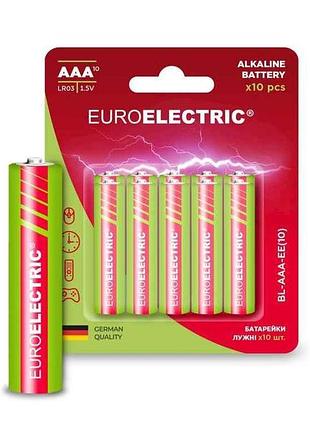 Батарейка щелочная lr03/aaa 10шт 1,5v (блистер) тм euroelectric