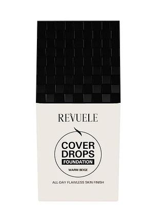 Тональна основа під макіяж revuele cover drops foundation теплий беж (warm beige), 35 мл