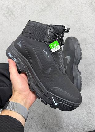 Зимние мужские кроссовки nike zoom acg gore-tex winter fur black найк черного цвета мех