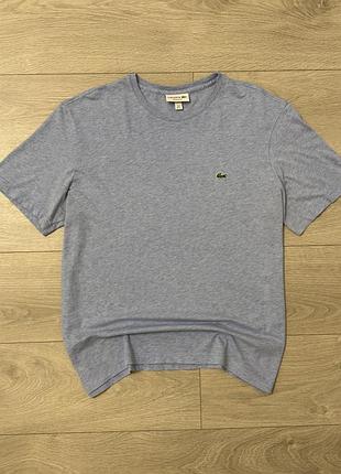 Блакитна преміальна футболка лакост lacoste regular fit pima cotton, xl, оригінал