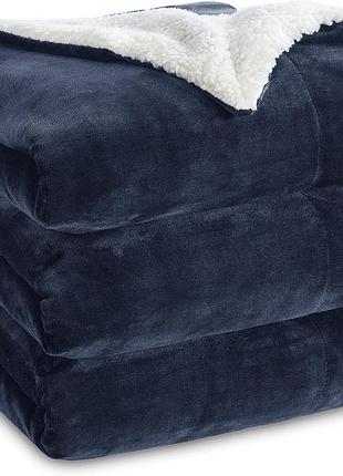 Флисовое одеяло bedsure 220 x 240 см – темно-синее покрывало для двуспальной кровати, большой размер, мягкая и теплая шерпа-одеяло