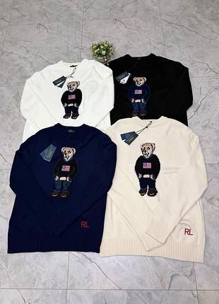 Свитер polo ralph lauren bear мужской | вязаный свитер rl | свитер поло ральф с мишкой m, бежевий, бавовна