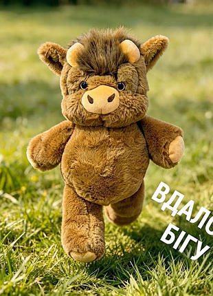 М'яка іграшка телятко плюшева коричнева (висота 45 см) 0001155