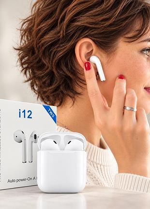 Бездротові навушники-вкладиші tws i12 bluetooth 5.0 із сенсорним керуванням і зарядним кейсом