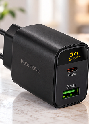 Адаптер ba96a ilustre pd20w+qc3.0 charger with digital display / мережевий зарядний пристрій / блок для зарядки