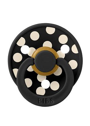 Соска пустушка bibs polka colour latex кругла 0-6 міс black / ivory