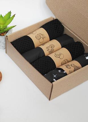 Набор черных эко мешочков киев, екомішечки, подарункові набори, мешочки для фруктов