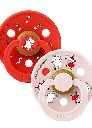 Пустушка bibs x moomin colour кругла 6-18 міс candy apple 2 шт в уп.