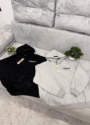 Худі essentials fear of god чоловіче | чорне / сіре | зіп-худі есентіалс чорне сіре