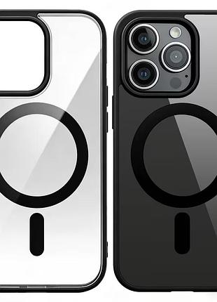 Чехол iphone 15 pro матовый прозрачный magsafe black
