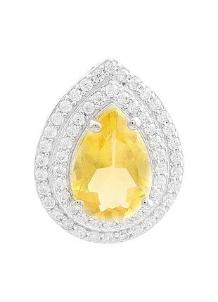 Срібна підвіска komilfo з цитрином nano 2.301ct, фіанітами (2212881)