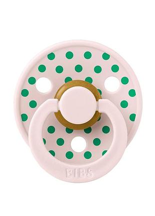 Соска пустушка bibs polka colour latex кругла 0-6 міс petal / cactus