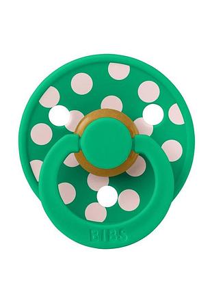 Соска пустушка bibs polka colour latex кругла 6-18 міс cactus / petal