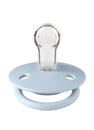 Соска пустышка bibs de lux silicone (круглая) 0-36 мес – baby blue
